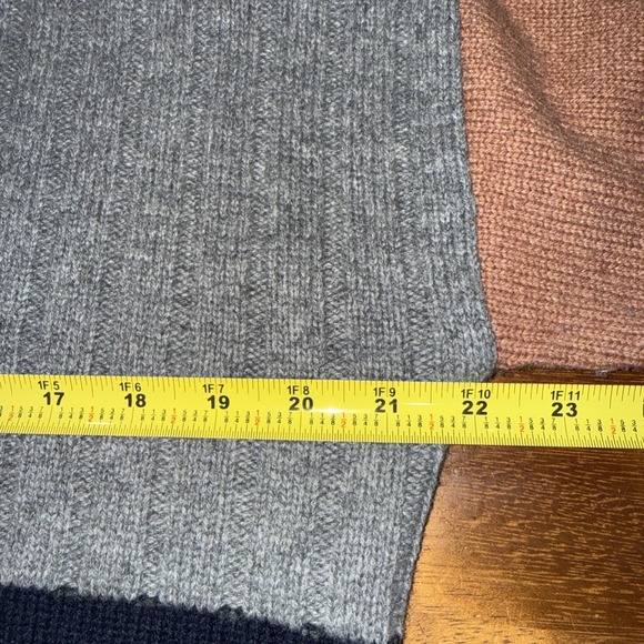MADEWELL Colorblock Sweater Dress Turtleneck Work Medium Gray Navy Tan Merino - Picture 10 of 11